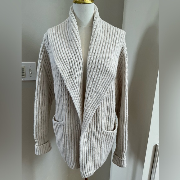 MM Lafleur Sweaters - M.M. Lafleur Ivory Cardigan Sweater, Cotton/Merino Wool/Nylon Blend, XS/S